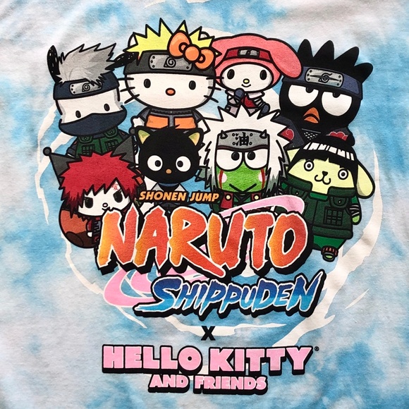 Naruto Shippuden x Hello Kitty, Sanrio, 2022, Tie Dye, T Shirt, Size L, NEW - Picture 4 of 6